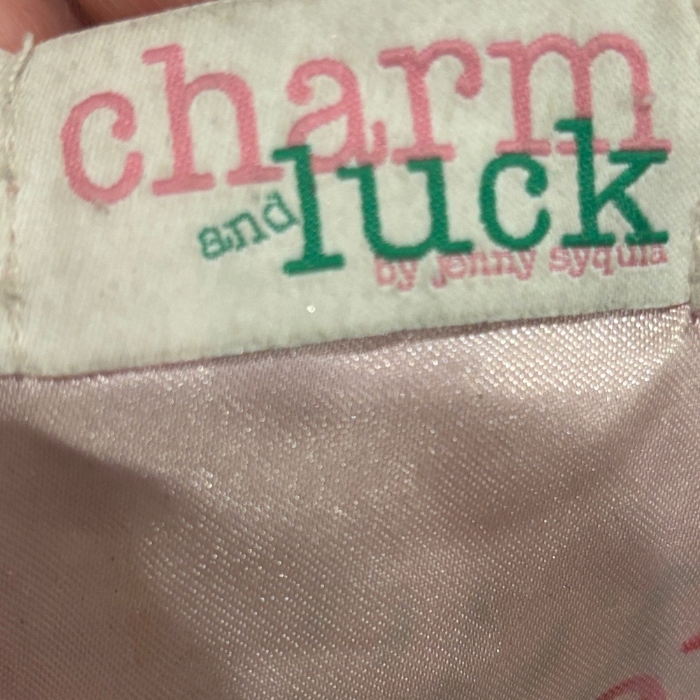 โจCharm & Luck Shiny Pink Leather Handbag with Rhinestone BucklesโGenuine Leather - Picture 9 of 11